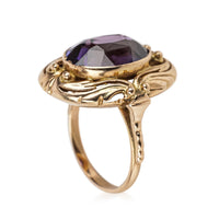 14K Yellow Gold Oval Synthetic Purple Sapphire Ring