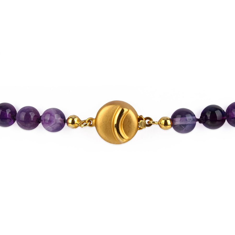 14K Yellow Gold Amethyst Bead Necklace