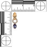 14K Yellow Gold Black Pearl, Diamond, & Emerald Panther Pendant