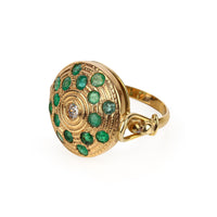 14K Yellow Gold Emerald & Diamond Circle Ring