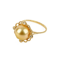14K Yellow Gold Gold South Sea Pearl & Diamond Ring