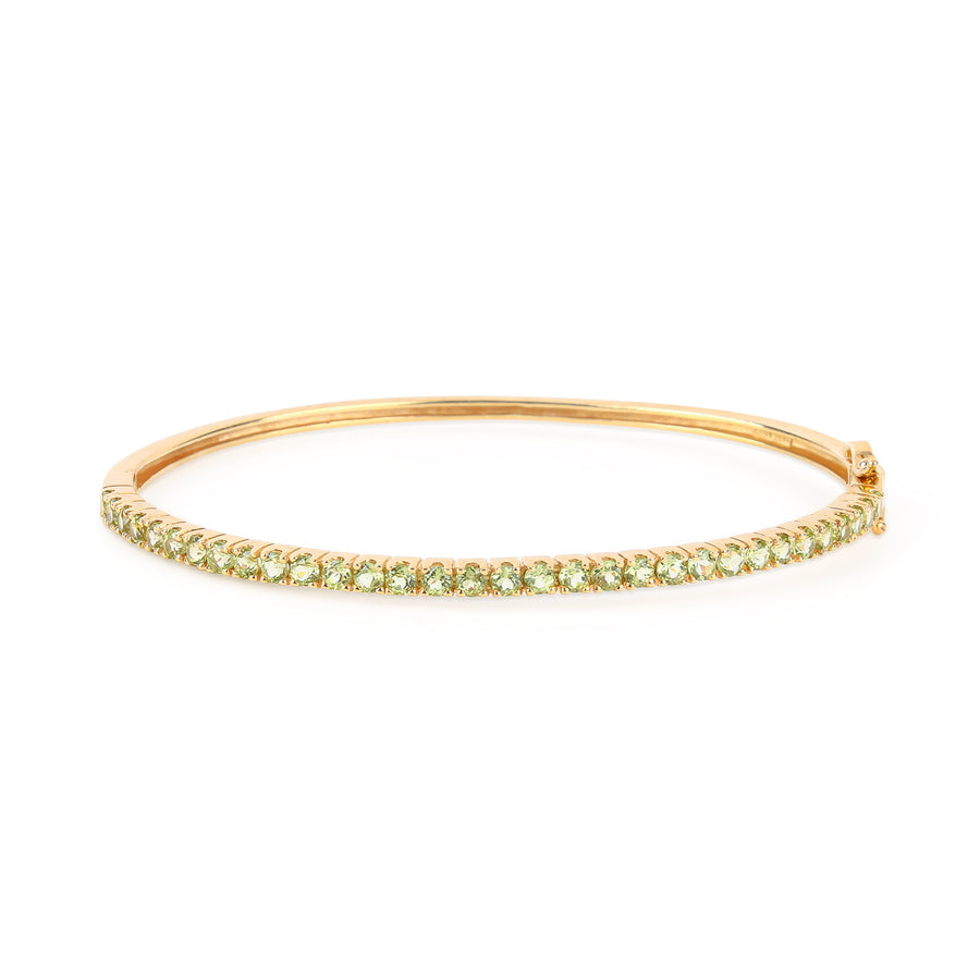 14K Yellow Gold Green Amethyst Hinged Bangle