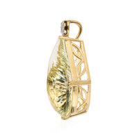 14K Yellow Gold Green Amethyst & Diamond Pendant