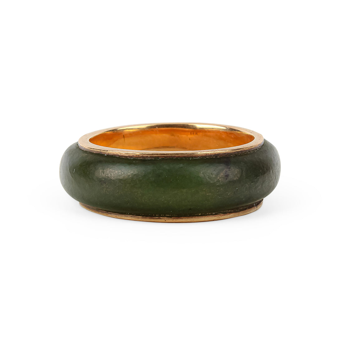 14K Yellow Gold Jade Band Ring