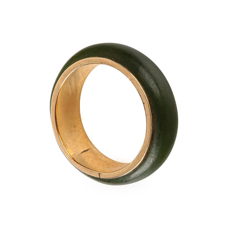 14K Yellow Gold Jade Band Ring