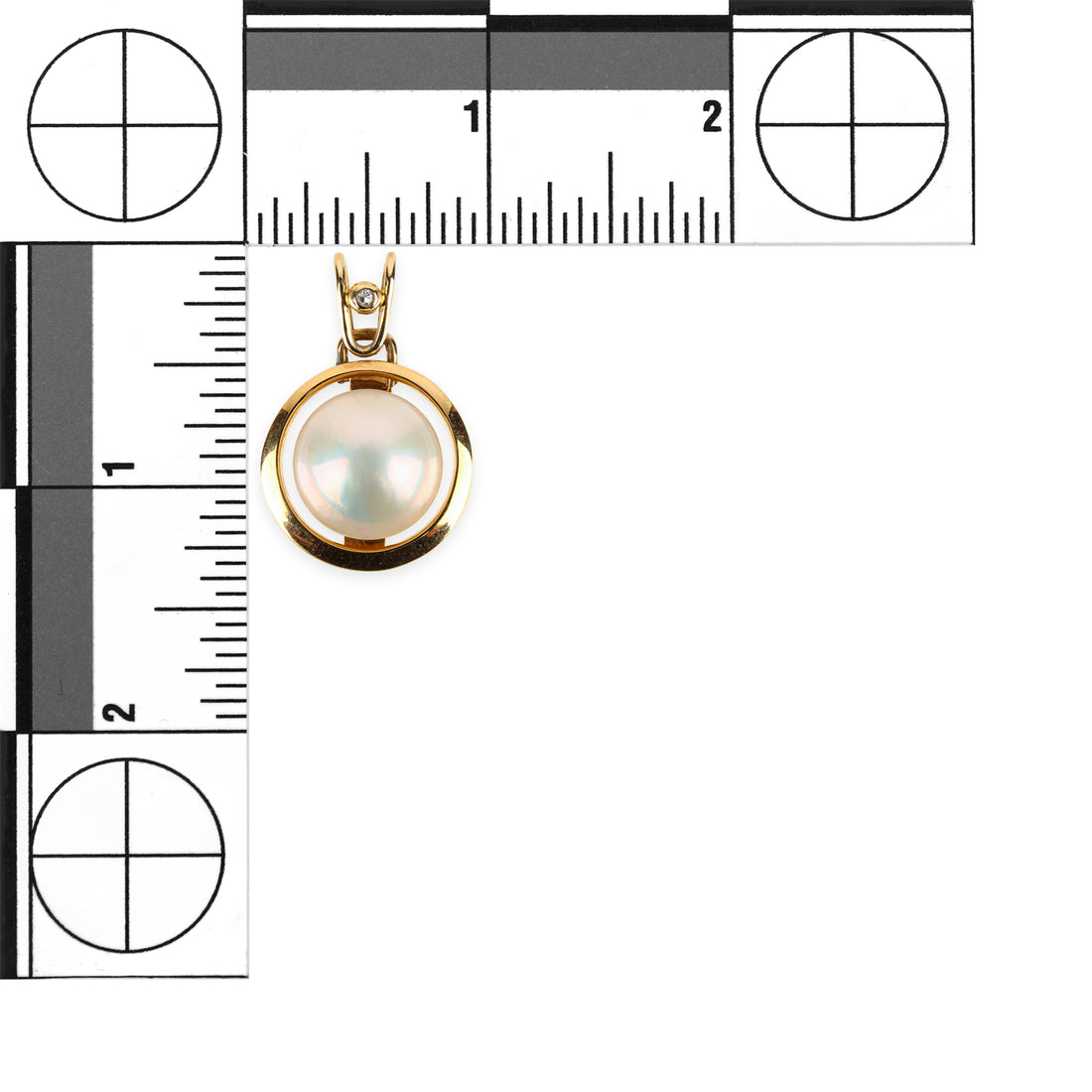 14K Yellow Gold Mabe Pearl & Diamond Pendant