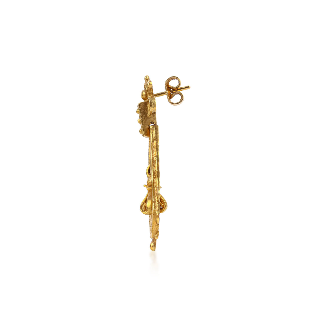 14K Yellow Gold Ornate Hinged Door Knocker Drop Earrings