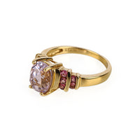 14K Yellow Gold Oval Kunzite & Pink Tourmaline Ring