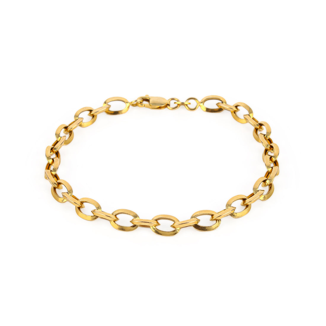 14K Yellow Gold Oval Link Bracelet
