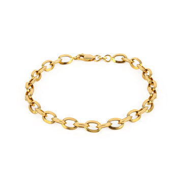 14K Yellow Gold Oval Link Bracelet