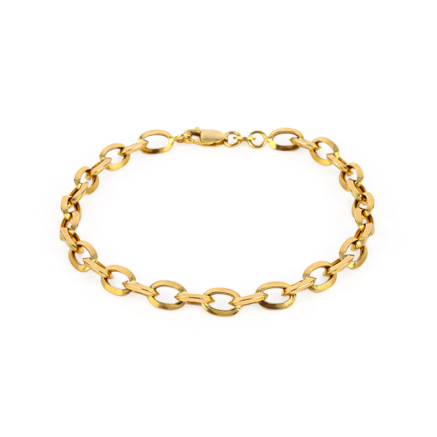 14K Yellow Gold Oval Link Bracelet