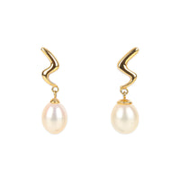14K Yellow Gold Pearl Drop Earrings