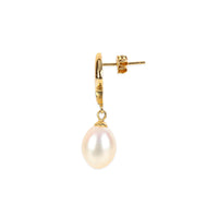 14K Yellow Gold Pearl Drop Earrings
