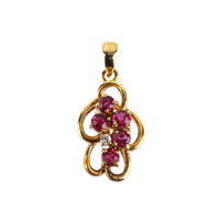 14K Yellow Gold Pink Spinel & Diamond Cluster Pendant
