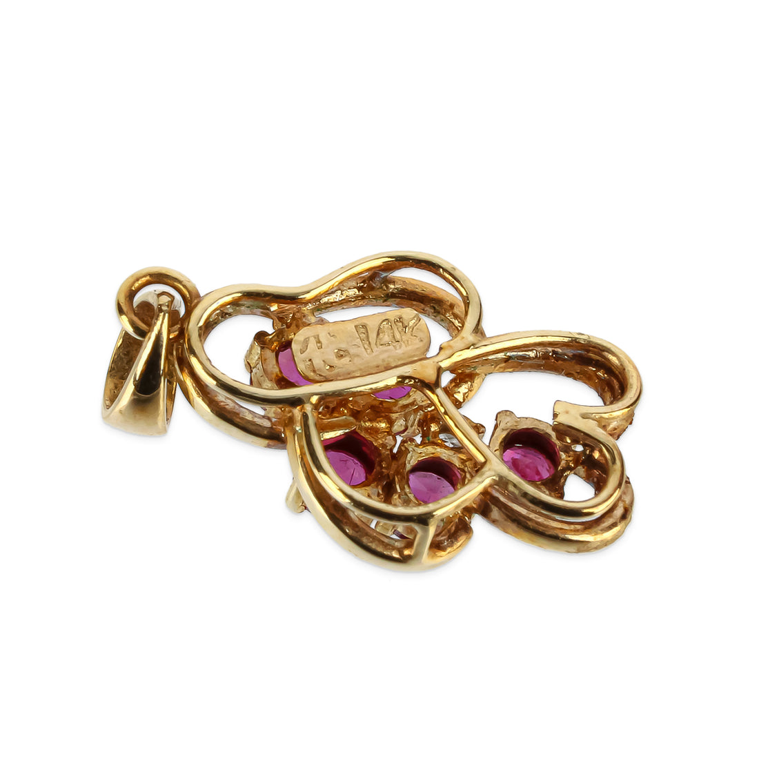 14K Yellow Gold Pink Spinel & Diamond Cluster Pendant