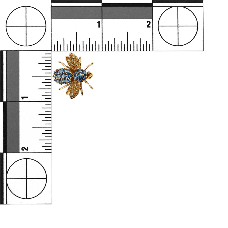 14K Yellow Gold Sapphire Bee Brooch
