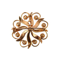 14K Yellow Gold Seed Pearl Flower Pin Pendant