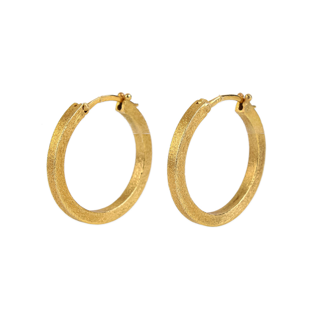 14K Yellow Gold Textured Hoop Earrings