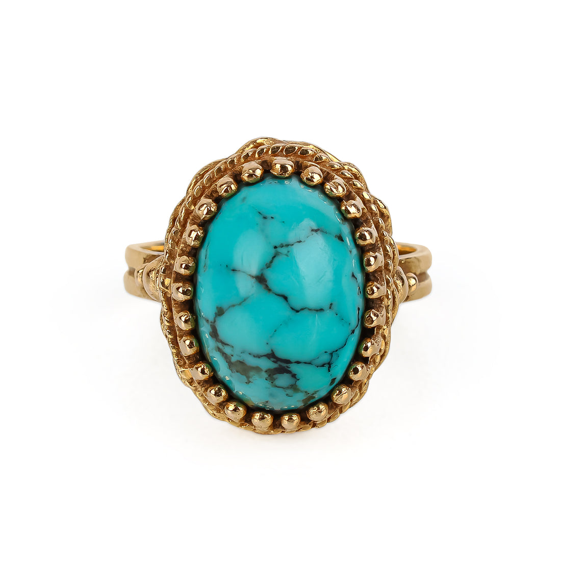 14K Yellow Gold Turquoise Cabochon Ring