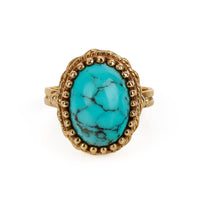 14K Yellow Gold Turquoise Cabochon Ring
