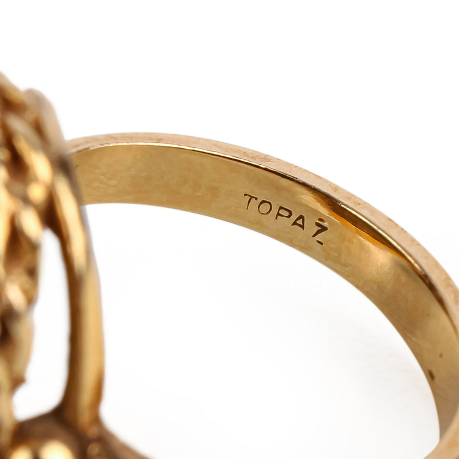 14K Yellow Gold Turquoise Cabochon Ring