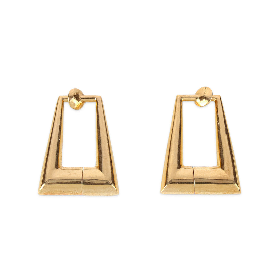 14K Yellow Gold Twisting Clip Hoop Earrings