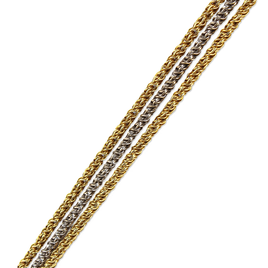 14K Yellow & White Gold 3-Strand Chain Necklace