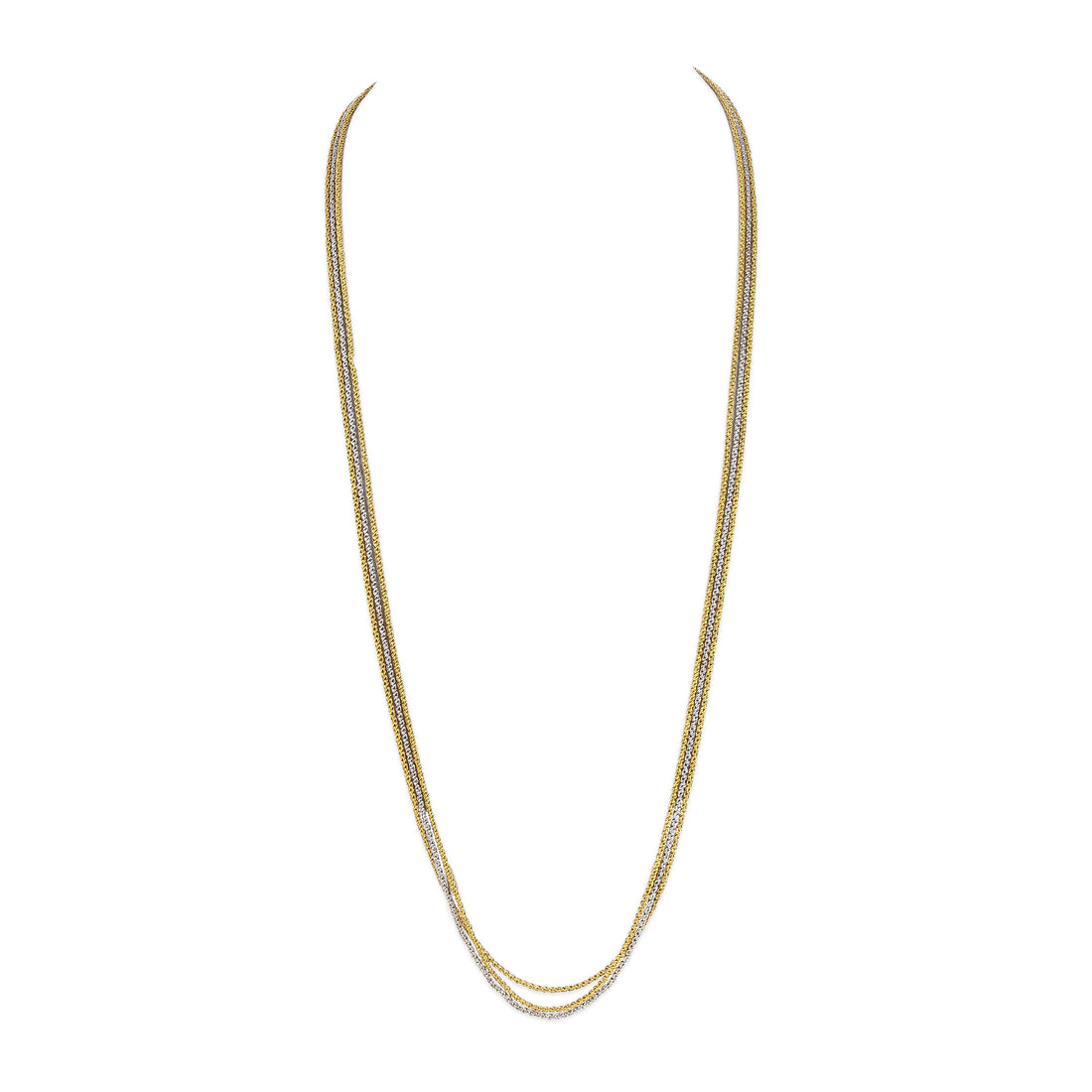 14K Yellow & White Gold 3-Strand Chain Necklace