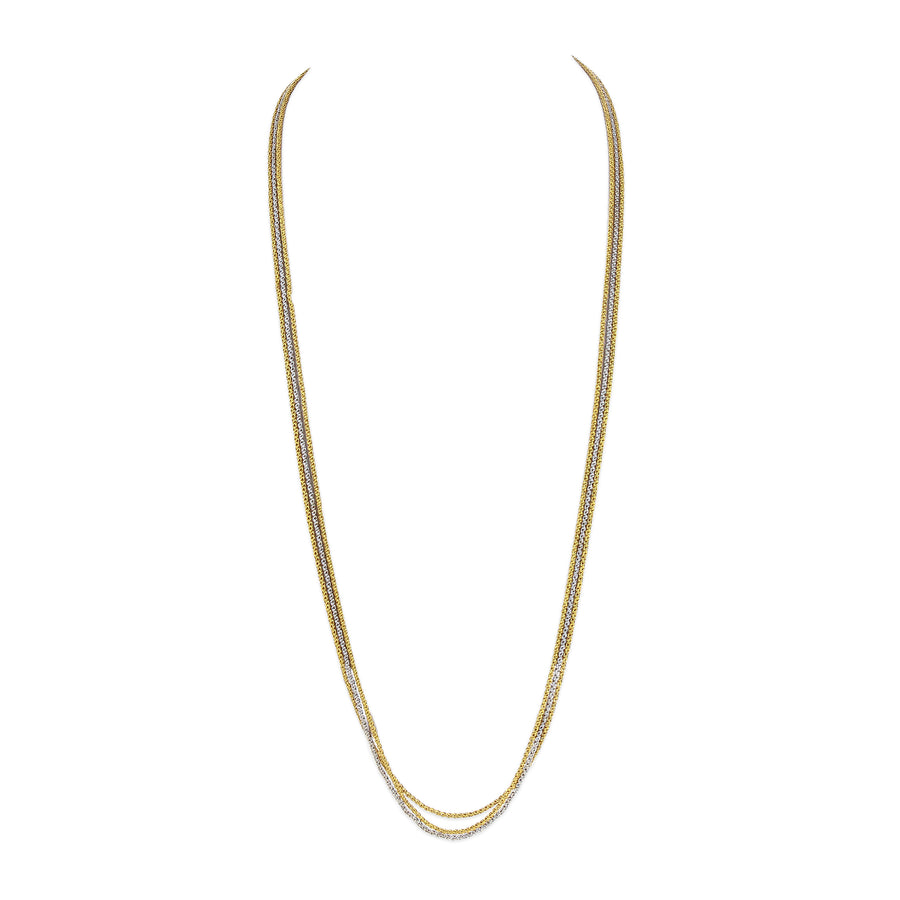 14K Yellow & White Gold 3-Strand Chain Necklace