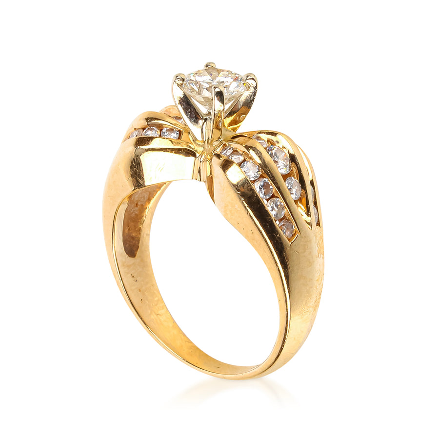 14K Yellow & White Gold Diamond Channel Set Engagement Ring