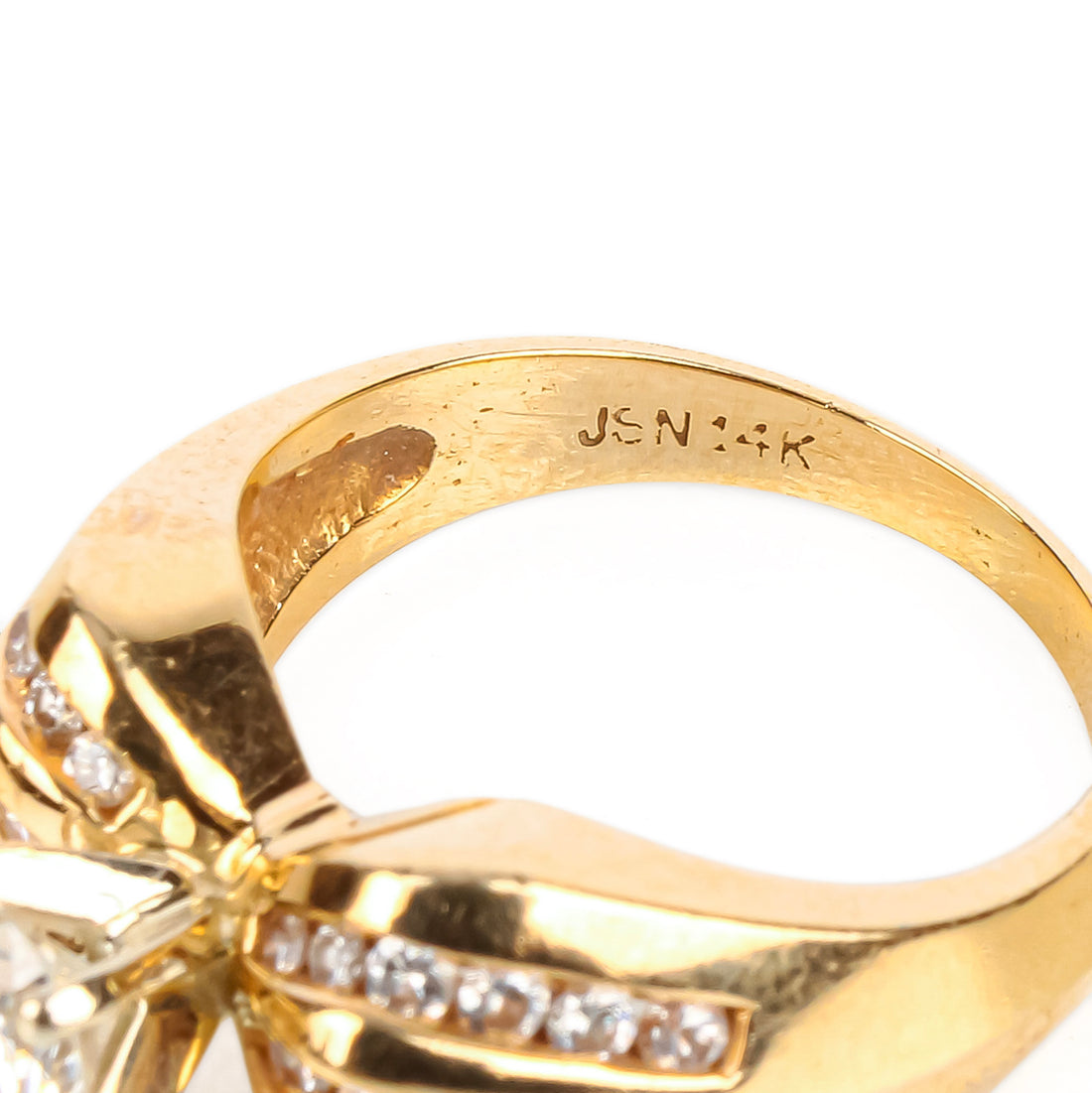 14K Yellow & White Gold Diamond Channel Set Engagement Ring