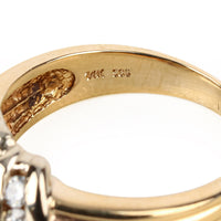 14K Yellow & White Gold Diamond Ribbed Band Ring