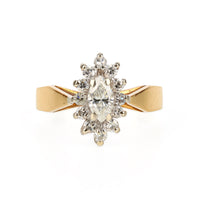 14K Yellow & White Gold Marquise Diamond Cluster Ring