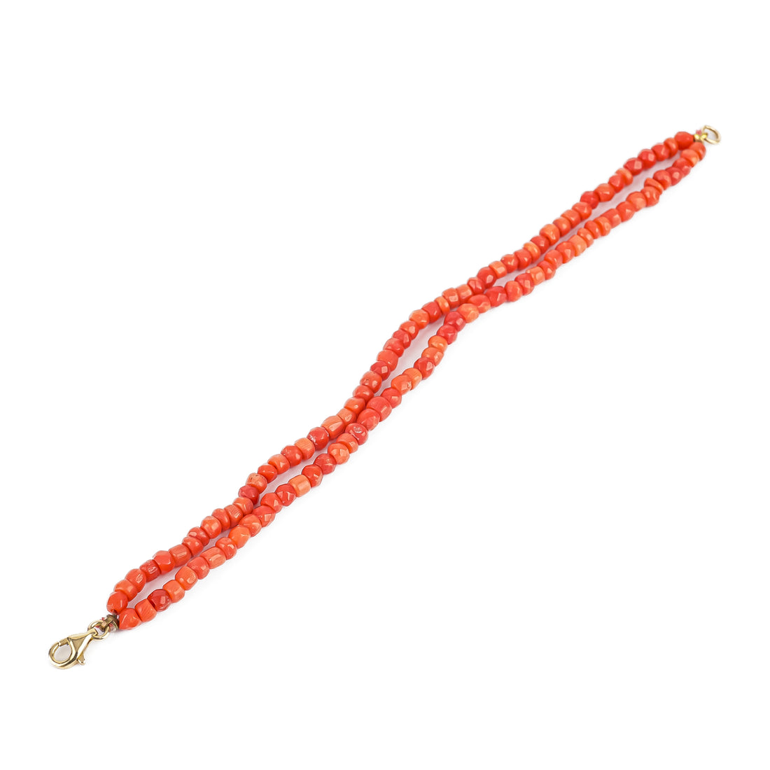 10K Red Coral Two Strand Bracelet