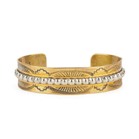 Navajo Gold Plated Silver Chased Cuff Bracelet