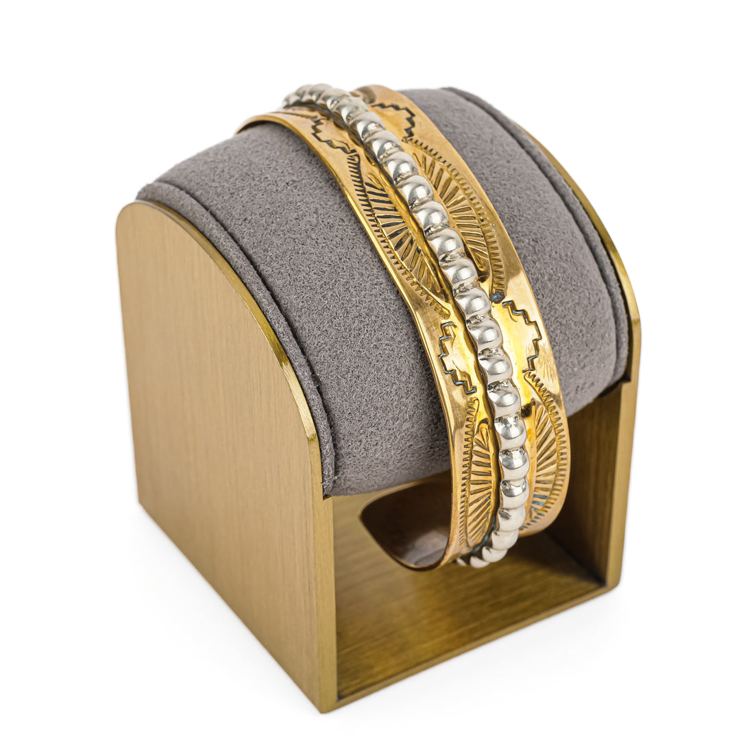 Navajo Gold Plated Silver Chased Cuff Bracelet