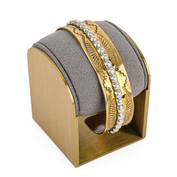 Navajo Gold Plated Silver Chased Cuff Bracelet