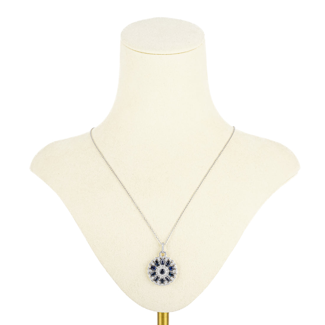 EFFY 14K White Gold Marquise Sapphire Diamond Pendant Necklace