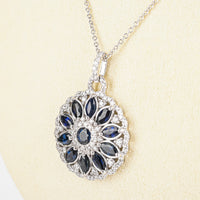 EFFY 14K White Gold Marquise Sapphire Diamond Pendant Necklace