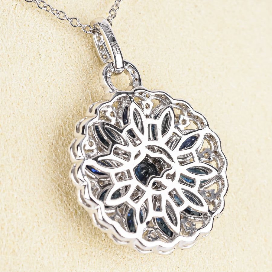 EFFY 14K White Gold Marquise Sapphire Diamond Pendant Necklace