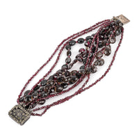 Garnet And Smoky Quartz Bead Multistrand Bracelet
