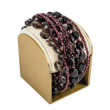 Garnet And Smoky Quartz Bead Multistrand Bracelet
