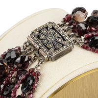 Garnet And Smoky Quartz Bead Multistrand Bracelet