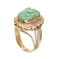 14K Yellow Gold Carved Jade Ring