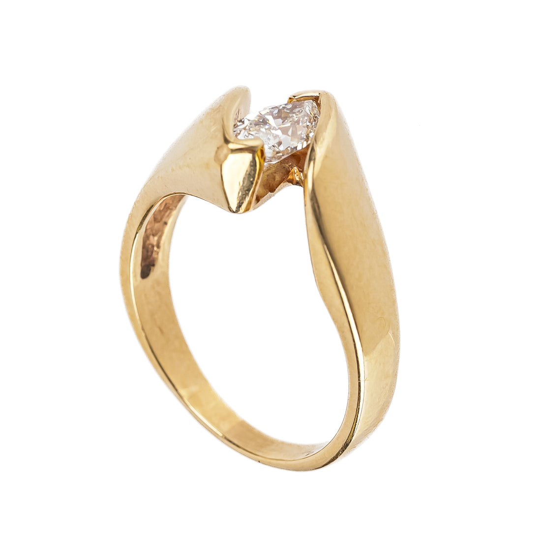 14K Yellow Gold Marquise Diamond Ring