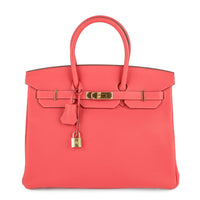HERMES Birkin Togo 35 Rose Jaipur Gold Hardware