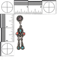 TAXCO Sterling Coral Amethyst Turquoise Hinged Drop Earrings