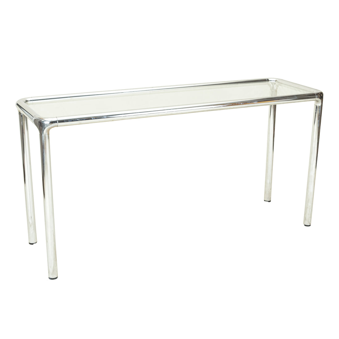 Etienne Femigier Style Chrome Tubular Console Table