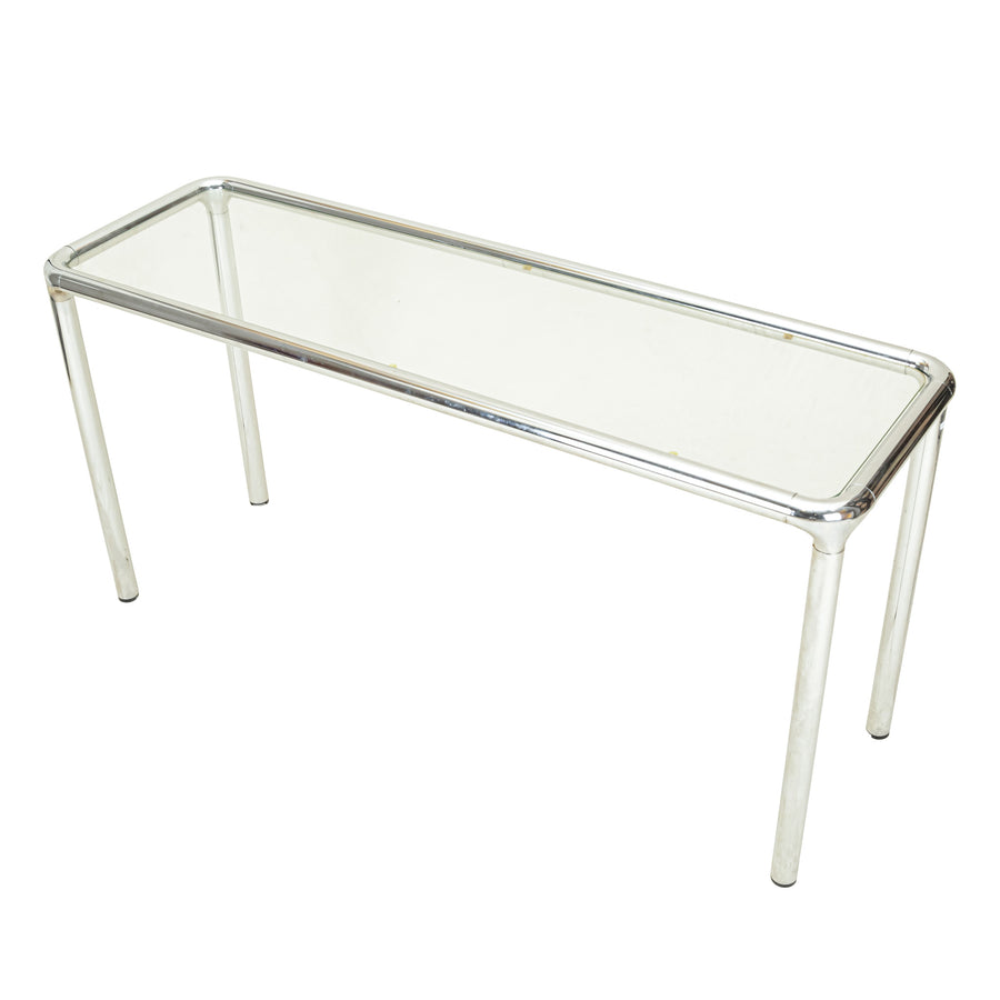 Etienne Femigier Style Chrome Tubular Console Table