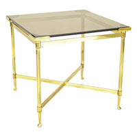 Brass End Table With Smoked Glass Top